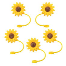 Couvre-pailles en silicone jaune tournesol (lot de 5)