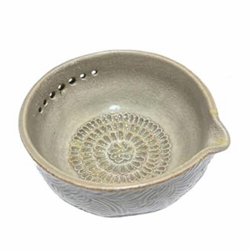 Ceramic Herb Stripper and Garlic Grater Bowl, 7-Hole Design