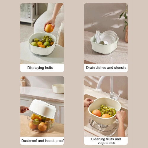 Double-Layer Draining Basin for Vegetables and Fruit 1