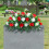 Artificial Red and White Rose Grave Saddle for Headstones 1