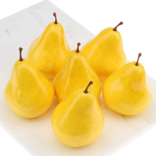 Set di pere artificiali modello – Giallo-verde realistico, 6 pezzi 1