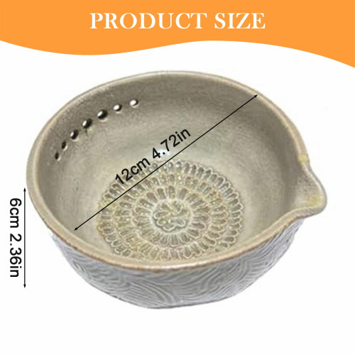 Ceramic Herb Stripper and Garlic Grater Bowl, 7-Hole Design 2