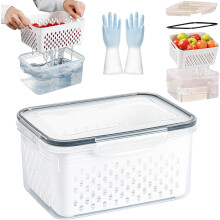 Transparent PP Food Storage Box with Drain Basket (Medium)
