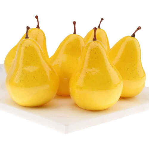 Set di pere artificiali modello – Giallo-verde realistico, 6 pezzi 2