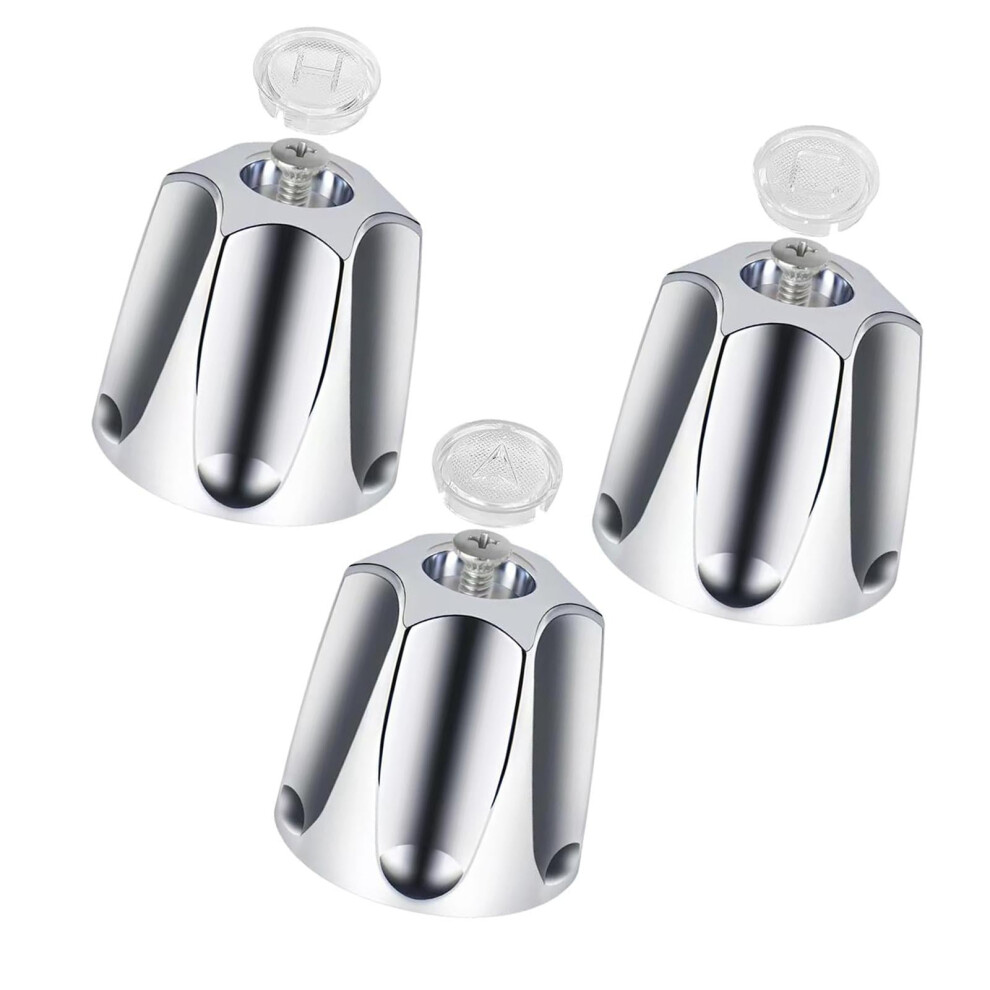 3 Pieces Shower Knobs Hot Cold Diverter Knobs Bathtub Faucets Shower Handles For Silver 9426043987428