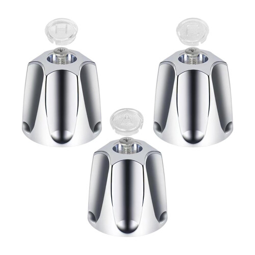 3 Pieces Shower Knobs Hot Cold Diverter Knobs Bathtub Faucets Shower Handles for Silver 1