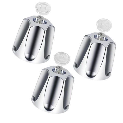 3 Pieces Shower Knobs Hot Cold Diverter Knobs Bathtub Faucets Shower Handles for Silver 2