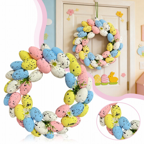 Colorful Egg Wreath - Artificial Spring Decor for Front