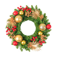 Guirlanda de Natal rosa de 40 cm com placa de Feliz Natal