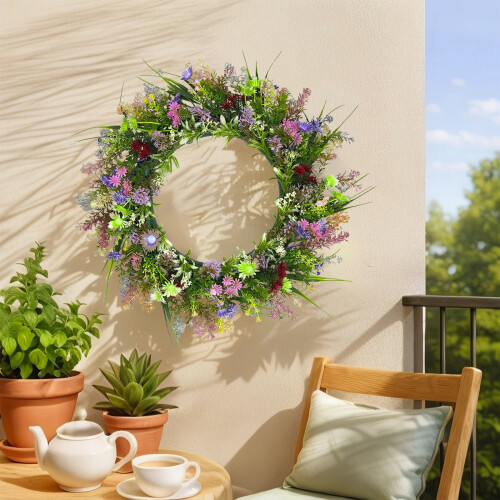 Artificial Winter Wreath 40cm PVC Door Decor