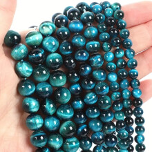 Cuentas redondas de piedra ojo de tigre azul de 6 mm (sueltas)