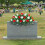 Artificial Red and White Rose Grave Saddle for Headstones 2