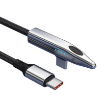 Hurtigladende USB-C-kabel 240W 90 vinklet nylonflettet
