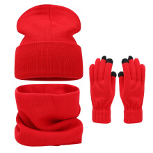 Plush Knit Face Set: Beanie, Scarf & Gloves Combo – Solid Color Warm Winter Gifts for Teen Girls, Compatible with Christmas Stocking Stuffers