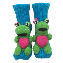 3D-Stricksocken mit rotem Panda, doppellagig, aus Baumwolle