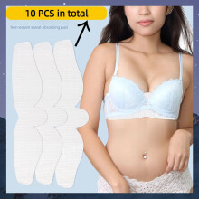 10 Pcs Cotton Bra Liners 3 Layer Long Strip Under Bra Pads Sweat Liners for Women Sweating Supplies