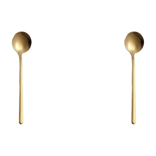 Kaffeelöffel aus Edelstahl, goldfarben, 2 Stück