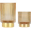 Holder til makeupbørster i glas med metalbase, stribet design 1