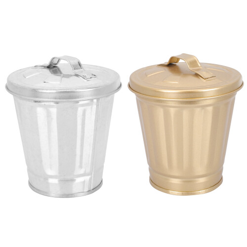 Iron Desktop Trash Bin 9.5 x 9.5 x 6 cm 2 Pack 2