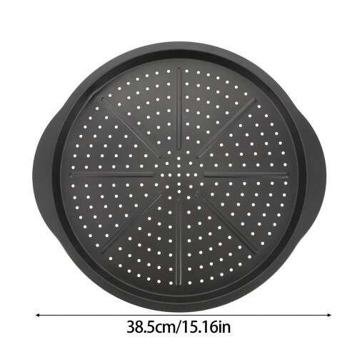 Geperforeerde pizzapan van 38 cm met handgrepen, koolstofstaal 2