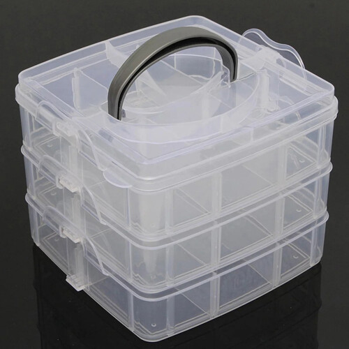 3-Tier Stackable Plastic Storage Box with 18 Compartments