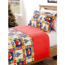 XL Christmas Quilt Set (2pc) + 1 Sham – Lightweight Festive Coverlet for Holiday Bedspread – Compatible with Santa's Sack, 68"x86"