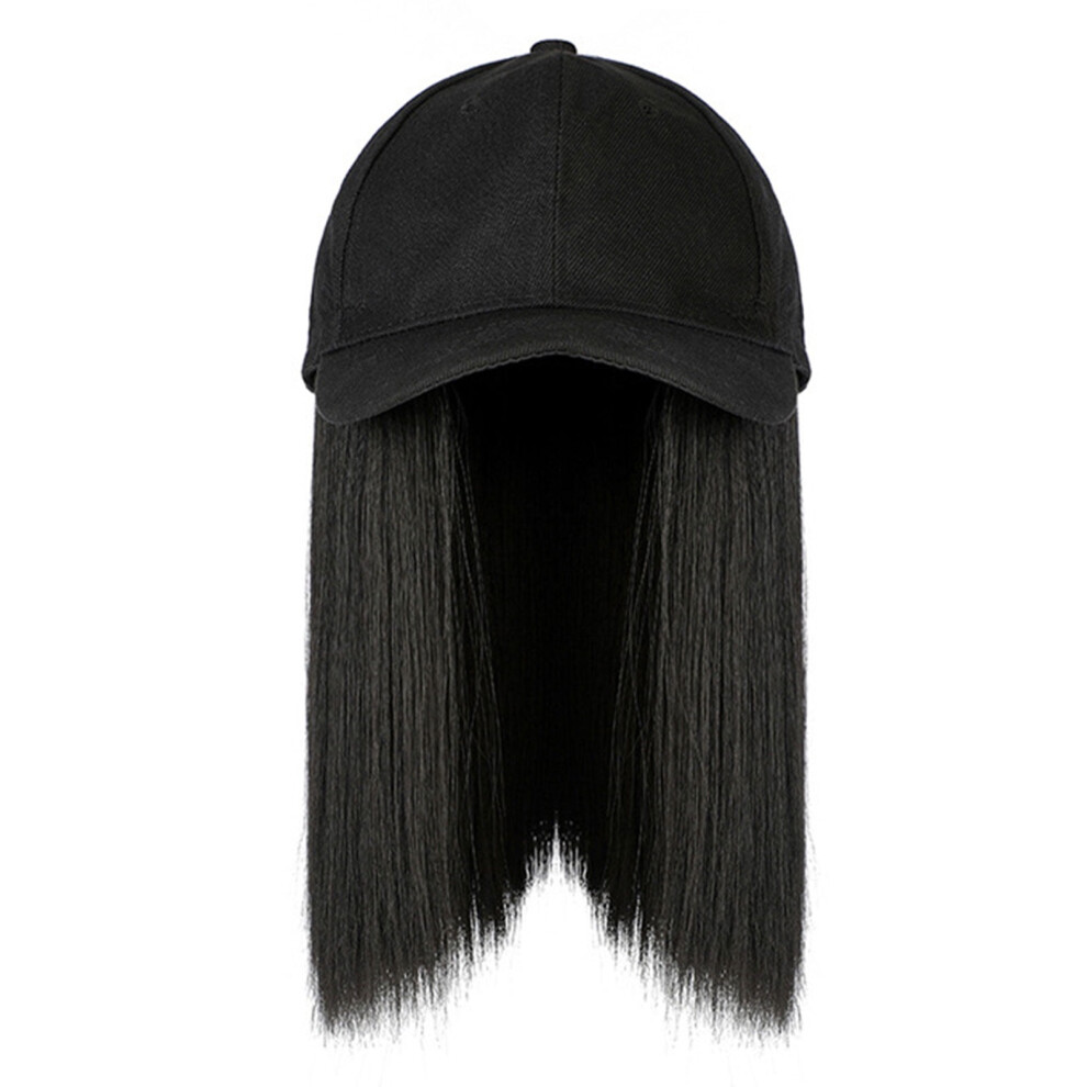 Vividly Synthetic Baseball Black Brown Hat Wigs Cap with Hair Naturally Connect Bob Hair Baseball Cap Adjustable