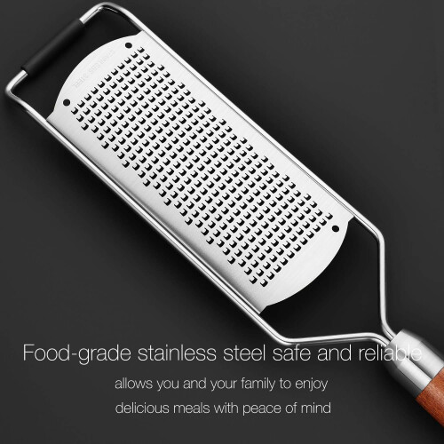 Professional Lemon Zester with Fine Blades, Lightweight Cheese/Veg Grater, Solid Wood Handle – Rust-Resistant, Durable Kitchen Tool 2