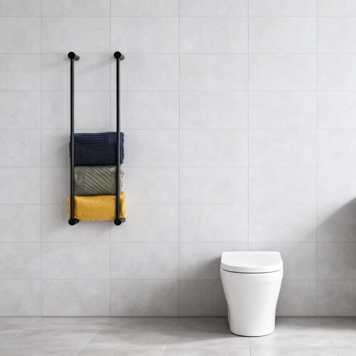 Matte Black Stainless Steel Wall Mounted Towel Rack 2