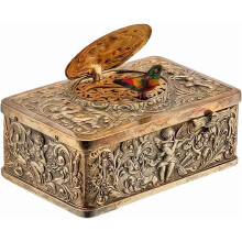 3D-geprägte Vogel-Spieluhr, Vintage-Silber