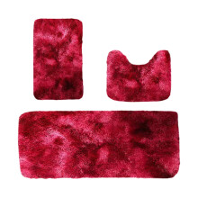 Set di 3 tappetini da bagno rossi, in nylon a pelo lungo, 120 cm (47 pollici).