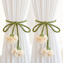 Fermacravatte per tende in stile boho con fiori – Bianco latte, confezione da 2