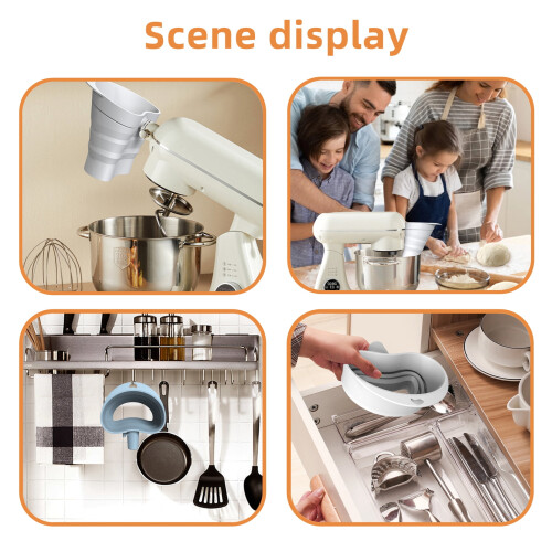 Flexible Silicone Flour Funnel Stand Mixer, Attachment 30 Angled Spout Baking Accessory 1