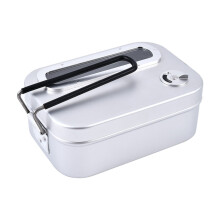 Camping-Essgeschirr aus Aluminium mit Glasdeckel, 1600 ml