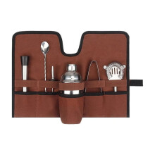 Ensemble shaker à cocktails en acier inoxydable avec passoire et agitateur.