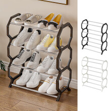 Étagère à chaussures réglable blanche à 4 niveaux pour petits espaces