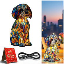 Veilleuse LED en résine en forme de chien, alimentée par USB, design rétro 3D