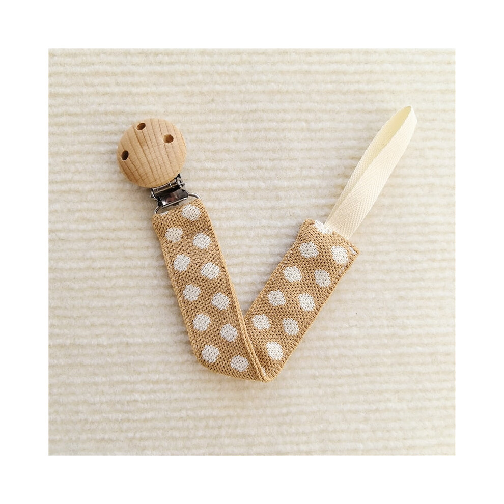 Embroidered pacifier clip beech wood 1 piece