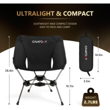 Ultralight Folding Camping Chair Black 1PC
