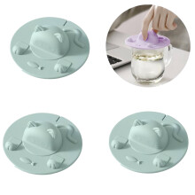 Protège-tasses en silicone motif chat avec porte-sachet de thé menthe