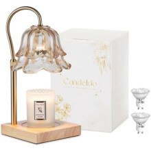 Scaldacandele a forma di fiore color oro con timer