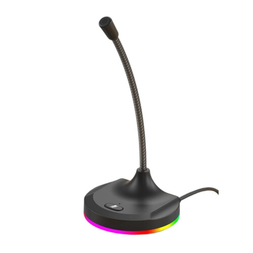 USB-skrivbordsmikrofon för PC med justerbart stativ och LED