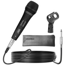 Micrófono vocal dinámico profesional de neodimio cardioide con cable de 4,8 metros (16 pies)