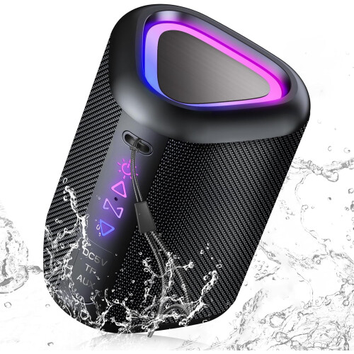 Portable Bluetooth Speaker with LED Light BT5.4 IPX7