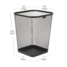 4er-Pack schwarze quadratische Abfalleimer aus Netzgewebe, 24,8 x 24,8 x 31,1 cm