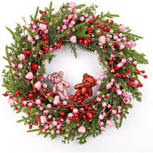 22" Valentine's Day Wreath with Bears and Berries