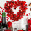Heart-Shaped Valentine's Door Wreath with LED Lights 4