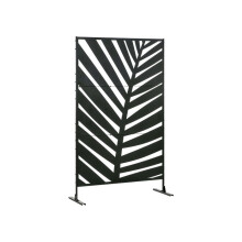 Scherm - Outsunny - 122x198 cm - Zwart staal - Bananenblad patroon - Tuin terras