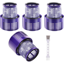 4 x Filter compatibel met Dyson V10 SV12, wasbaar vervangingsfilter met borstel, compatibel met Cyclone V10-serie, V10 Absolute/Animal/Motor