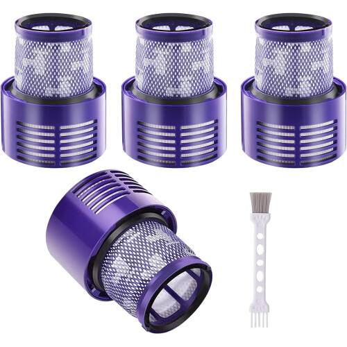 4 x Φίλτρα Συμβατά με Dyson V10 SV12, Πλενόμενο Ανταλλακτικό Φίλτρο με Βουρτσάκι